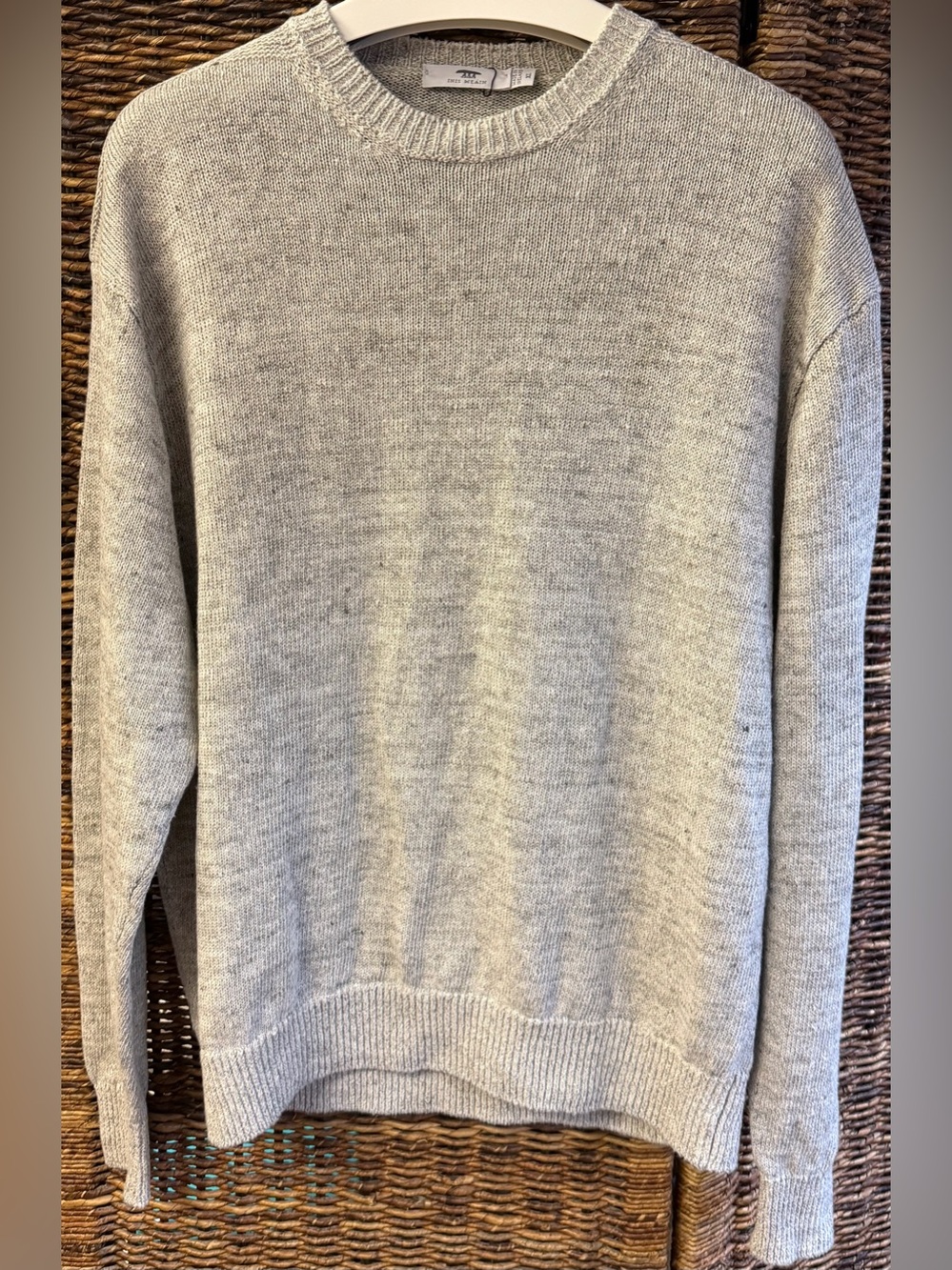 Inis Meain- Light Heather Gray Crewneck Sweater, 100% Linen, Size: XLarge